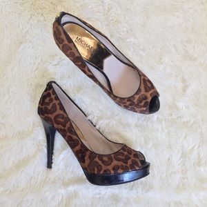 MICHAEL MK animal print, peep toe platform pumps